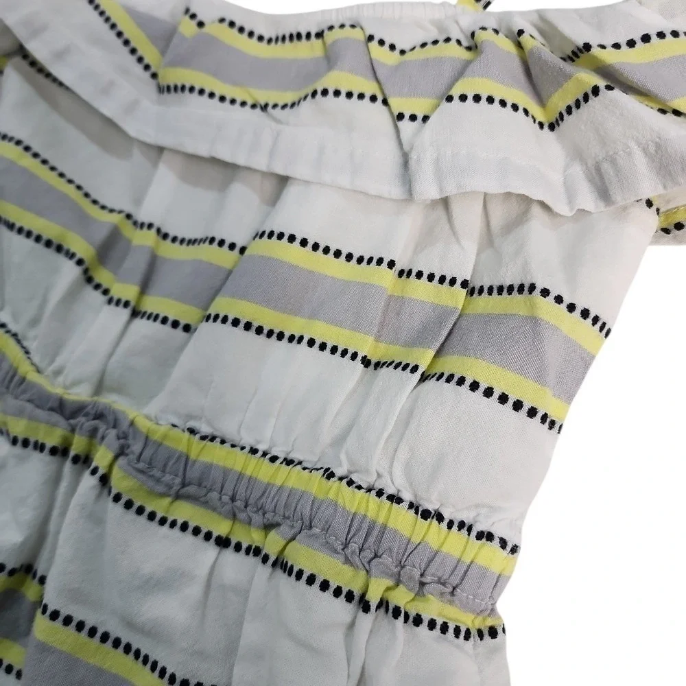 Janie and Jack Cold Shoulder Dress Kids Size 5 Yellow Striped Ruffle Summer